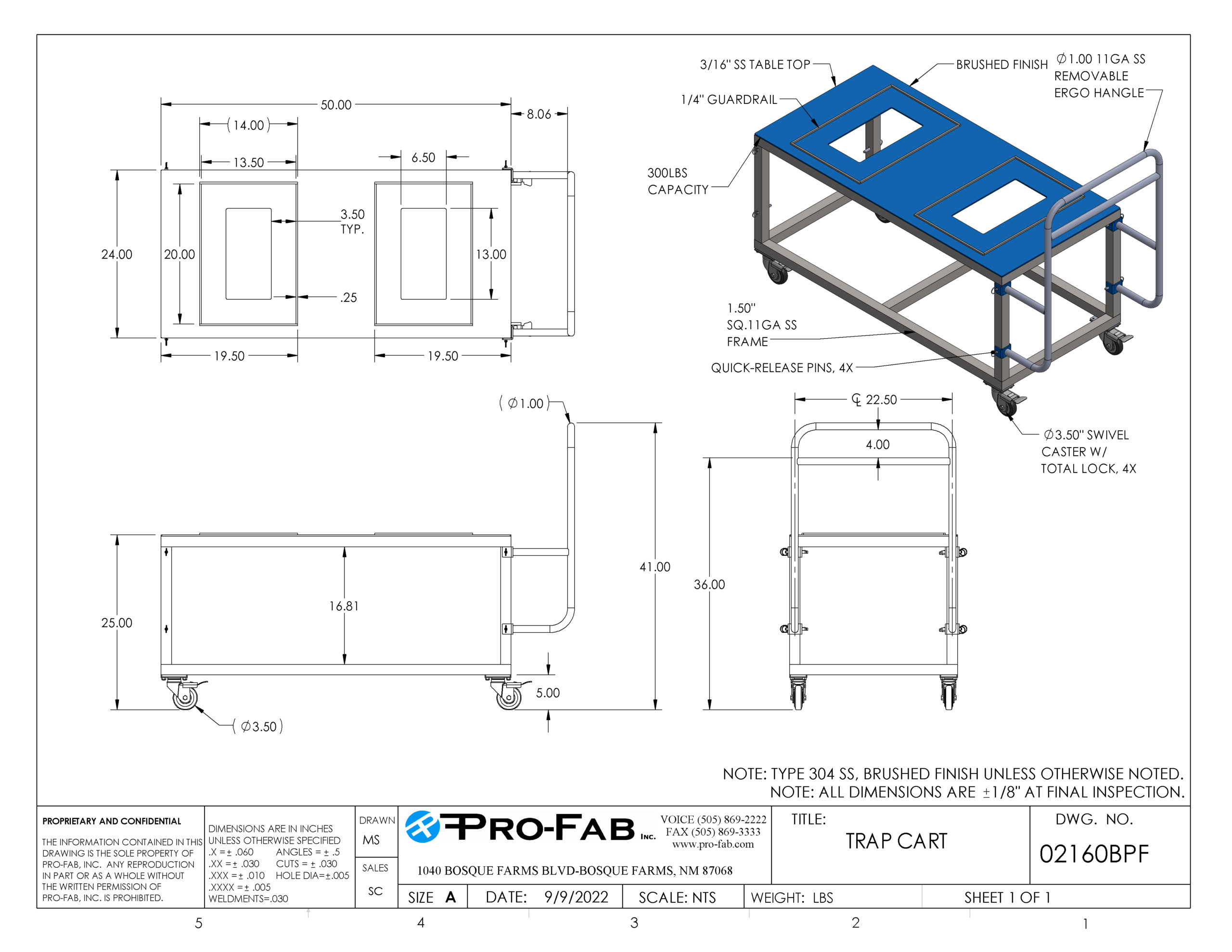 Custom Stainless Cleanroom Facility Rolling Carts & Trolleys | Pro Fab